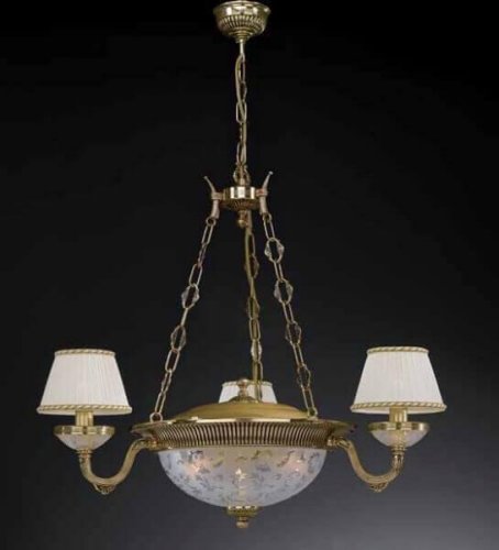 Люстра подвесная  L 6502/3+3 Reccagni Angelo белая на 6 ламп, основание золотое в стиле классика 