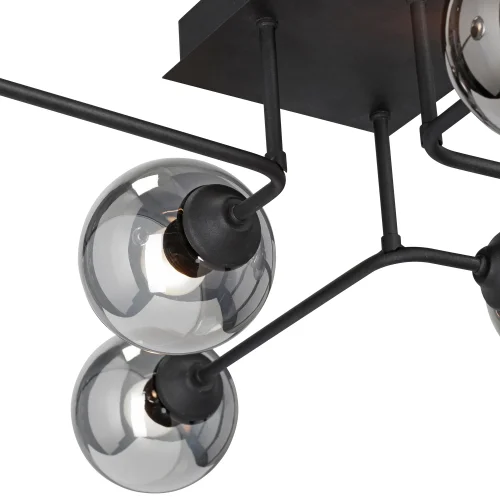 Люстра потолочная V4795-1/6PL Vitaluce чёрная серая на 6 ламп, основание чёрное в стиле арт-деко шар фото 2 Люстра потолочная V4795-1/6PL Vitaluce чёрная серая на 6 ламп, основание чёрное в стиле арт-деко шар фото 2