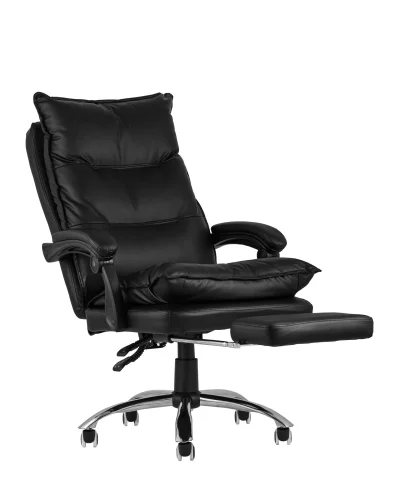 Кресло руководителя TopChairs Alpha, черное УТ000001954 Stool Group, чёрный/экокожа, ножки/металл/хром, размеры - ****720*720 фото 5