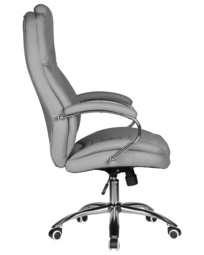 Офисное кресло для руководителей  114B-LMR CHESTER, цвет серый Dobrin, серый/экокожа, ножки/металл/хром, размеры - 1180*1250***680*730 фото 3