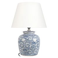 Настольная лампа Орхидея / Orchid 10491T Blue LOFT IT белая на 1 лампу, основание синее керамика в стиле классический Настольная лампа Орхидея / Orchid 10491T Blue LOFT IT белая на 1 лампу, основание синее керамика в стиле классический