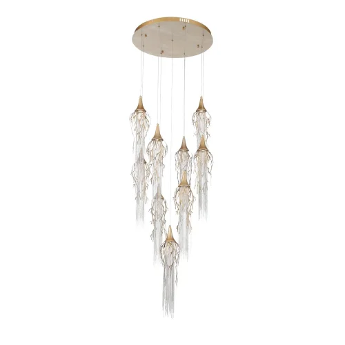 Светильник подвесной LED Salica SL1116.203.09 ST-Luce золотой на 9 ламп, основание золотое в стиле современный каскад