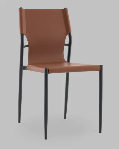 Стул обеденный West коричневый NC УТ000041709 Stool Group, коричневый/экокожа, ножки/металл/чёрный, размеры - ***** Стул обеденный West коричневый NC УТ000041709 Stool Group, коричневый/экокожа, ножки/металл/чёрный, размеры - *****