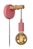 Бра с выключателем в розетку Paulien 08227/01/66 Lucide без плафона 1 лампа, основание розовое в стиле современный 