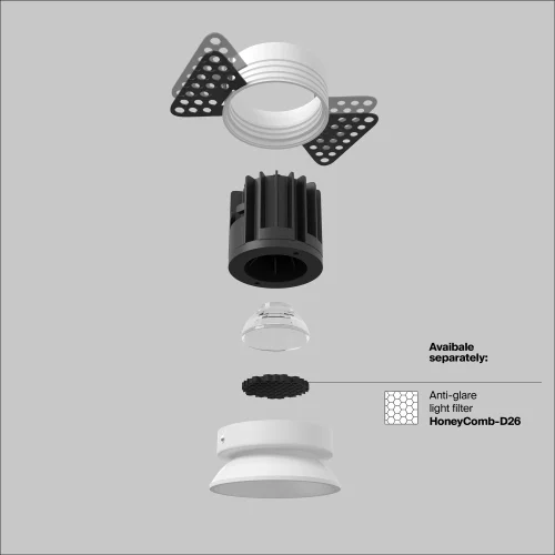 Светильник точечный LED Round DL058-7W3K-TRS-W Maytoni белый на 1 лампу, основание белое в стиле современный для затирки фото 18
