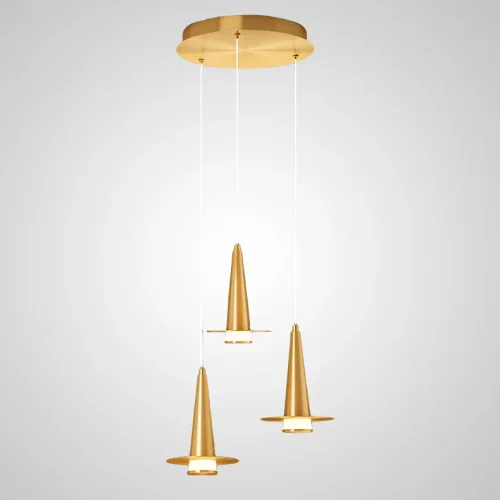 Светильник подвесной CURTISS MORE L3 Brown Диск 212265-23 ImperiumLoft латунь на 3 лампы, основание коричневое в стиле современный фото 2