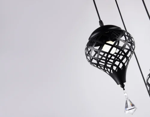 Светильник подвесной TR8444 Ambrella light чёрный 3 лампы, основание чёрное в стиле прованс кантри восточный каскад фото 6