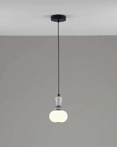 Светильник подвесной LED Glaze V11697-PL Moderli белый на 1 лампу, основание чёрное в стиле современный фото 2