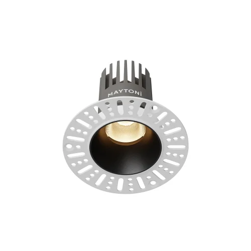 Светильник точечный LED Dip DL124-10W-3K-TRS-B Maytoni чёрный на 1 лампу, основание чёрное в стиле современный хай-тек круглый для затирки
