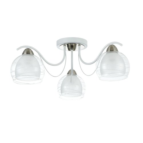 Люстра потолочная Nikki FR5052-CL-03-W Freya белая прозрачная на 3 лампы, основание белое в стиле классический шар