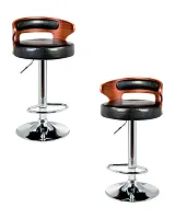 Стул барный набор 2 шт. SET-2 1018-LMZ FRED, цвет сиденья черный, цвет каркаса сиденья коричневое дерево, цвет основания хром Dobrin, /экокожа, ножки/металл/хром, размеры - 785*990**** Стул барный набор 2 шт. SET-2 1018-LMZ FRED, цвет сиденья черный, цвет каркаса сиденья коричневое дерево, цвет основания хром Dobrin, /экокожа, ножки/металл/хром, размеры - 785*990****