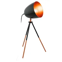 Настольная лампа лофт CHESTER 49385 Eglo медь чёрная 1 лампа, основание медь красное чёрное металл в стиле лофт на треноге