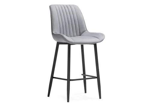 Полубарный стул Седа К светло-серый / черный 511175 Woodville, серый/велюр, ножки/металл/чёрный, размеры - ****490*570