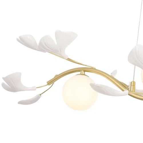 Светильник подвесной COLIBRI SP4 GOLD Crystal Lux белый на 4 лампы, основание золотое в стиле флористика шар фото 5