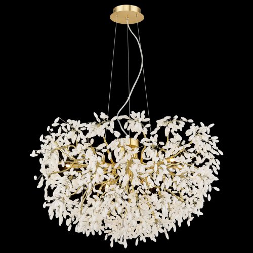 Люстра подвесная Dorothy WE193.13.403 Wertmark белая на 13 ламп, основание матовое золото в стиле флористика классический 