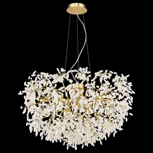 Люстра подвесная Dorothy WE193.13.403 Wertmark белая на 13 ламп, основание матовое золото в стиле флористика классический 