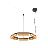Светильник подвесной LED Flat MOD296PL-L40BC3K Maytoni коричневый на 1 лампу, основание чёрное в стиле хай-тек современный кольца