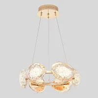 Люстра подвесная LED с пультом FELICIDAD SP48W LED Crystal Lux прозрачная на 1 лампу, основание золотое в стиле современный 