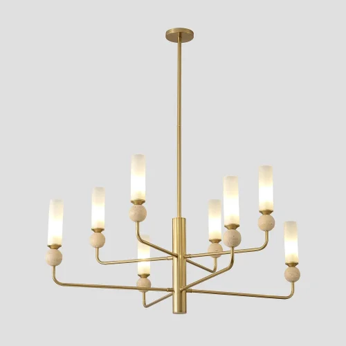 Люстра на штанге SIMPLY SP8 BRASS Crystal Lux белая на 8 ламп, основание латунь в стиле минимализм Люстра на штанге SIMPLY SP8 BRASS Crystal Lux белая на 8 ламп, основание латунь в стиле минимализм