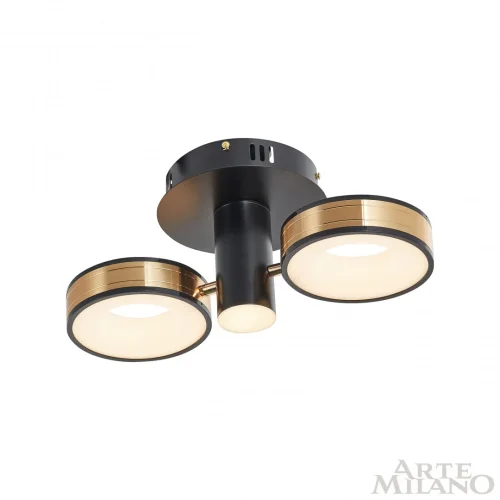Люстра потолочная LED Ferrara-71040 271040/2R BK/GD Arte Milano белая на 1 лампу, основание чёрное в стиле современный хай-тек фото 5