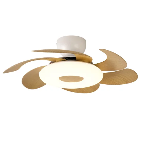 Люстра c вентилятором LED Flower 8704 Mantra бежевая коричневая на 1 лампу, основание белое в стиле современный с пультом фото 2