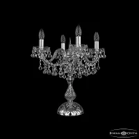 Настольная лампа 1409L/4/141-47 Ni Bohemia Ivele Crystal без плафона 4 лампы, основание прозрачное никель стекло хрусталь металл в стиле классический sp