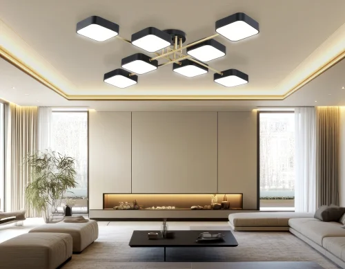 Люстра потолочная LED FL516348 Ambrella light чёрная на 1 лампу, основание чёрное в стиле хай-тек фото 9