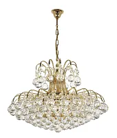 Люстра хрустальная подвесная Loano E 1.5.57.100 G Arti Lampadari без плафона прозрачная на 6 ламп, основание золотое в стиле классический 