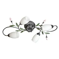 Люстра потолочная Верона 334013504 MW-Light белая на 4 лампы, основание чёрное в стиле флористика 