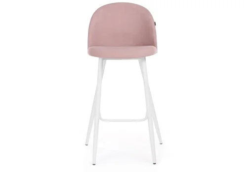 Барный стул Сондре пыльно-розовый / белый 464888 Woodville, розовый/велюр, ножки/металл/белый, размеры - ****500*600 фото 2