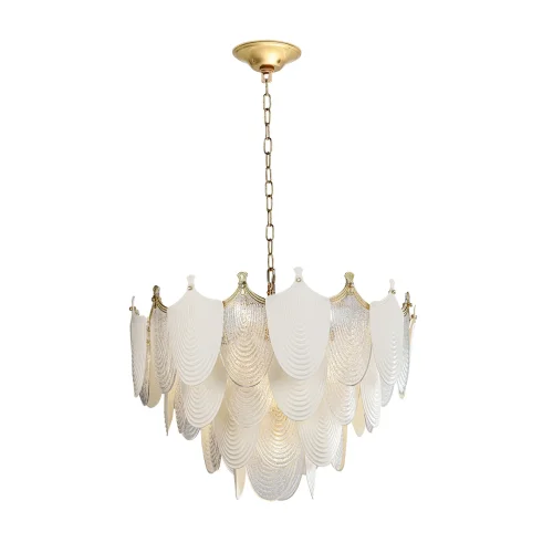 Люстра подвесная Porcela 5051/21 Odeon Light прозрачная белая на 21 лампа, основание золотое в стиле современный флористика  фото 3