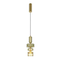 Светильник подвесной LED Level MOD253PL-L18BS3K3 Maytoni янтарный на 1 лампу, основание латунь в стиле современный арт-деко выдувное