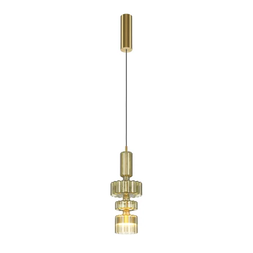Светильник подвесной LED Level MOD253PL-L18BS3K3 Maytoni янтарный на 1 лампу, основание латунь в стиле современный арт-деко выдувное