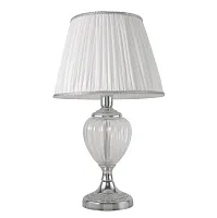 Настольная лампа ALMA WHITE LG1 Crystal Lux белая 1 лампа, основание хром металл в стиле арт-деко 