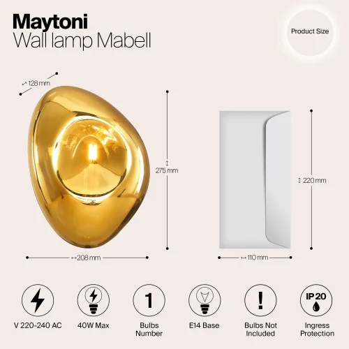 Бра Mabell MOD306WL-01G Maytoni золотой на 1 лампу, основание золотое в стиле современный фото 3