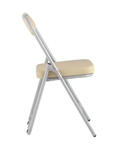 Складной стул Джонни экокожа кремовый каркас металлик УТ000035366 Stool Group, бежевый/экокожа, ножки/металл/серый, размеры - ****450*495 фото 4