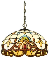 Люстра подвесная Тиффани 830-806-02 Velante разноцветная на 2 лампы, основание бронзовое коричневое в стиле тиффани орнамент цветы