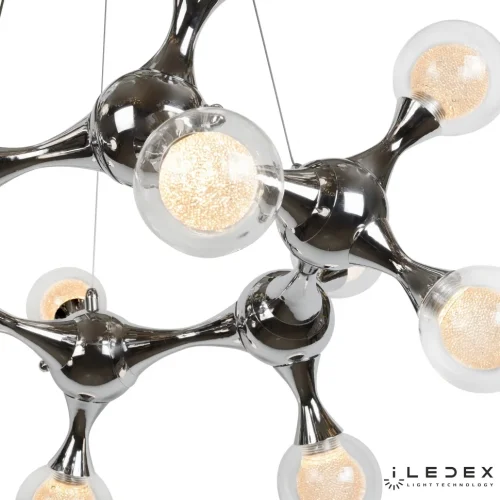 Светильник подвесной LED Blossom C4465-12R CR iLedex прозрачный 1 лампа, основание хром в стиле современный хай-тек молекула шар фото 3