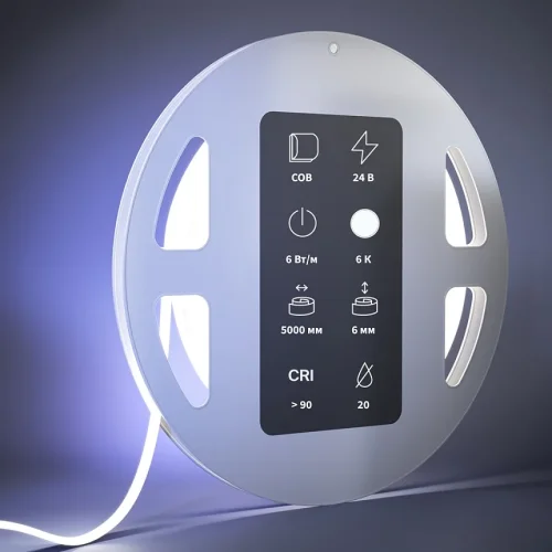 Светодиодная лента 24В COB 6Вт/м 6000К 5м IP 20 201069 Maytoni цвет LED холодный белый 6000K, световой поток Lm фото 2