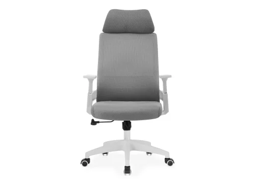 Компьютерное кресло Flok gray / white 15607 Woodville, серый/сетка, ножки/пластик/белый, размеры - *1240***620*660 фото 2