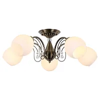 Люстра потолочная Anaheim GRLSP-8072 Lussole белая на 5 ламп, основание бронзовое в стиле классика 