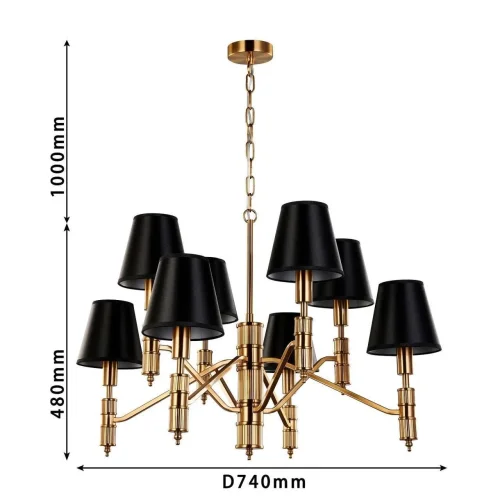 Люстра подвесная Flagship 2933-8P Favourite чёрная на 8 ламп, основание латунь в стиле современный фото 2