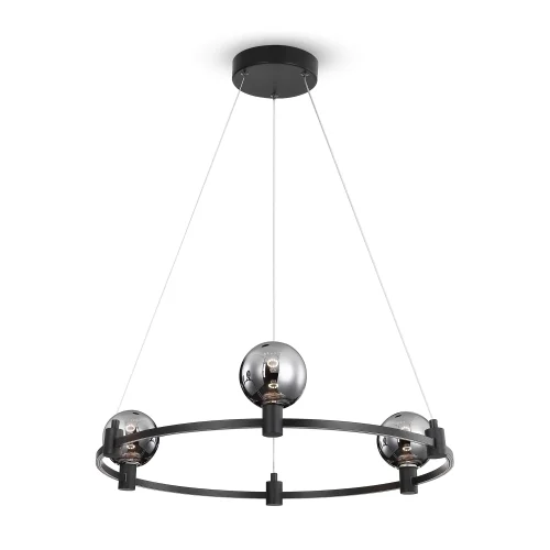 Светильник подвесной Urban FR4005PL-03B Freya чёрный серый 3 лампы, основание чёрное в стиле современный лофт шар фото 2