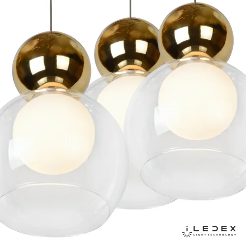Светильник подвесной LED Blossom C4476-3R GL iLedex золотой прозрачный 1 лампа, основание хром в стиле модерн хай-тек каскад шар фото 4