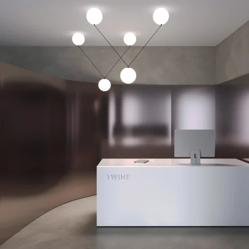 Светильник подвесной LED Twins MOD427PL-L30B3K Maytoni белый на 1 лампу, основание чёрное в стиле современный шар фото 7
