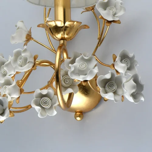 Бра Сицилия 282022102 Chiaro белый на 2 лампы, основание золотое в стиле классический флористика прованс  фото 5
