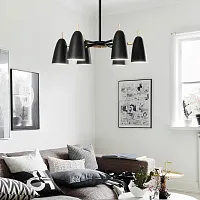 Люстра на штанге PINNACLE D70 Black 195498-26 ImperiumLoft чёрная на 6 ламп, основание золотое в стиле современный 