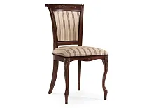 Деревянный стул Амбертин орех / агата полоса серая 505473 Woodville, бежевый/ткань, ножки/массив березы дерево/орех, размеры - ****490*560