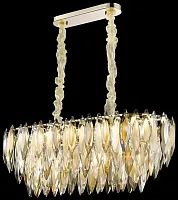 Люстра подвесная хрустальная Orlanda WE144.14.303 Wertmark прозрачная янтарная на 14 ламп, основание золотое в стиле модерн классика 