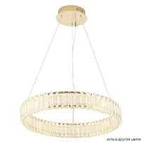 Люстра подвесная LED MUSIKA SP50W LED GOLD Crystal Lux прозрачная на 1 лампа, основание золотое в стиле модерн кольца
